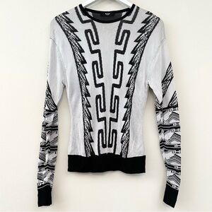 Versus Versace Monochrome Intarsia Knit Jumper Sweater